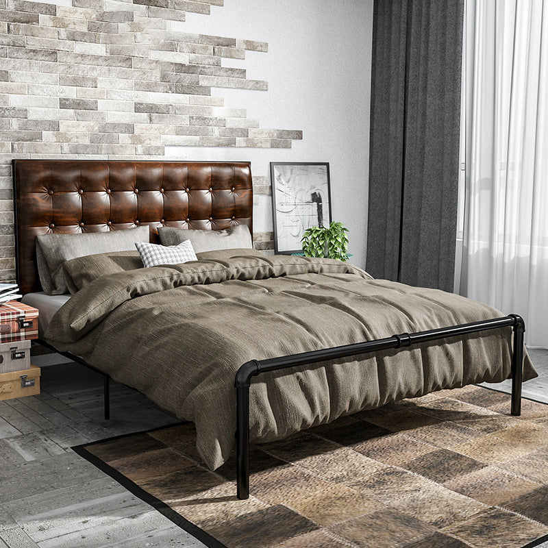 Upholstered Headboard Open-Frame Bed Metal and Upholstered Bed Frame with Metal Legs