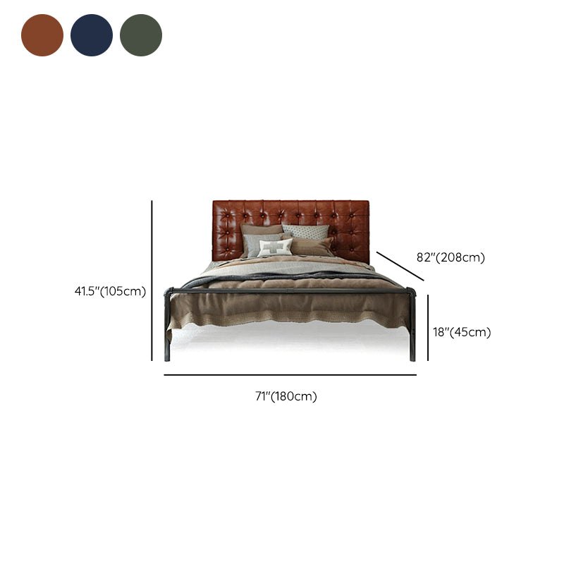 Upholstered Headboard Open-Frame Bed Metal and Upholstered Bed Frame with Metal Legs