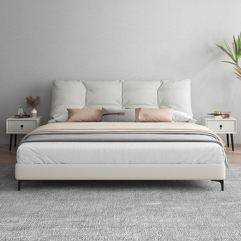 White Modern Standard Bed Foam Bed Frame with Custom Gold Legs