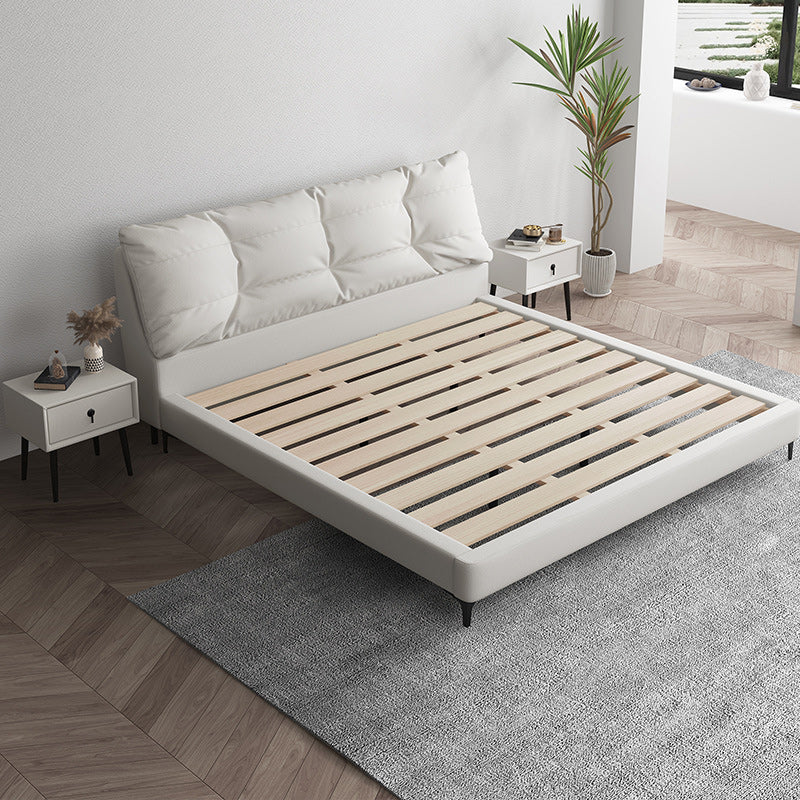 White Modern Standard Bed Foam Bed Frame with Custom Gold Legs
