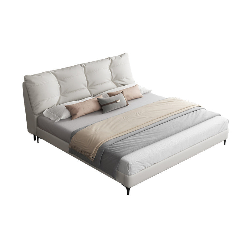 White Modern Standard Bed Foam Bed Frame with Custom Gold Legs