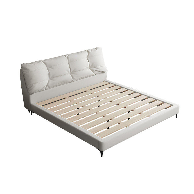 White Modern Standard Bed Foam Bed Frame with Custom Gold Legs