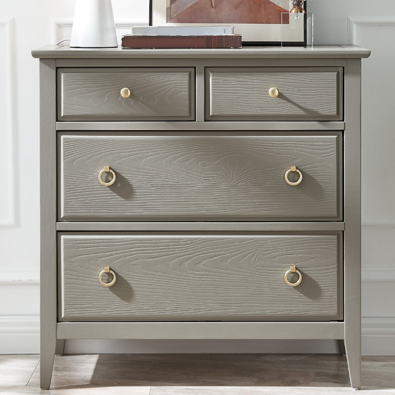 32.67" Tall 4 - Drawer Accent Chest Solid Wood Grey/Brown Chest