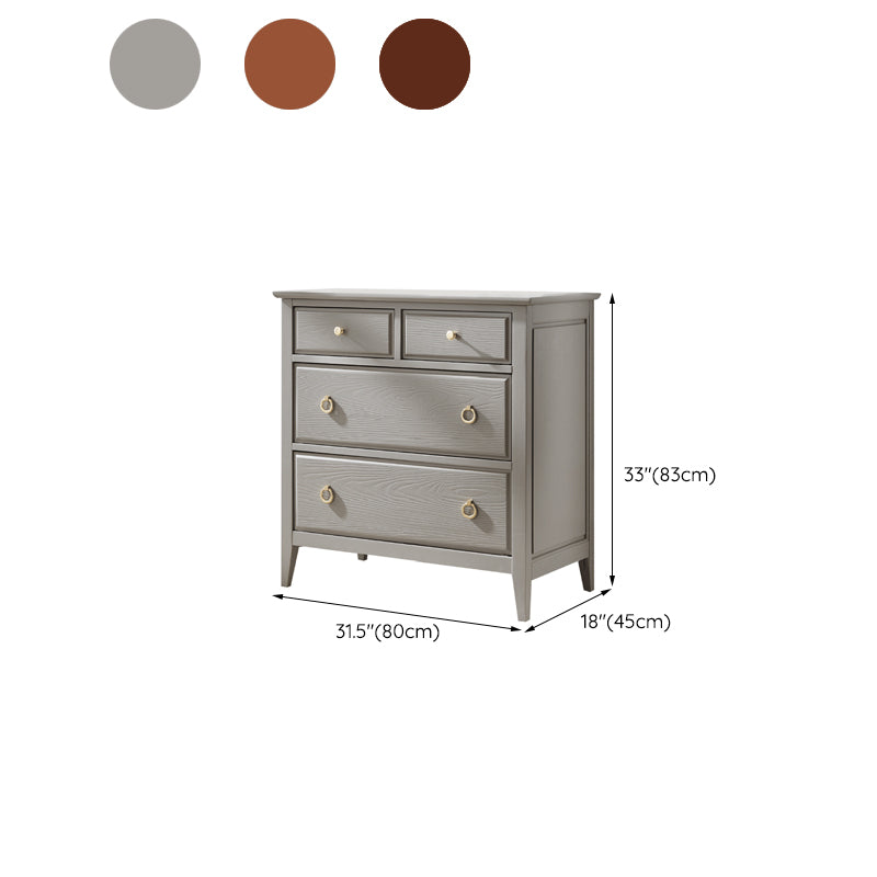 32.67" Tall 4 - Drawer Accent Chest Solid Wood Grey/Brown Chest