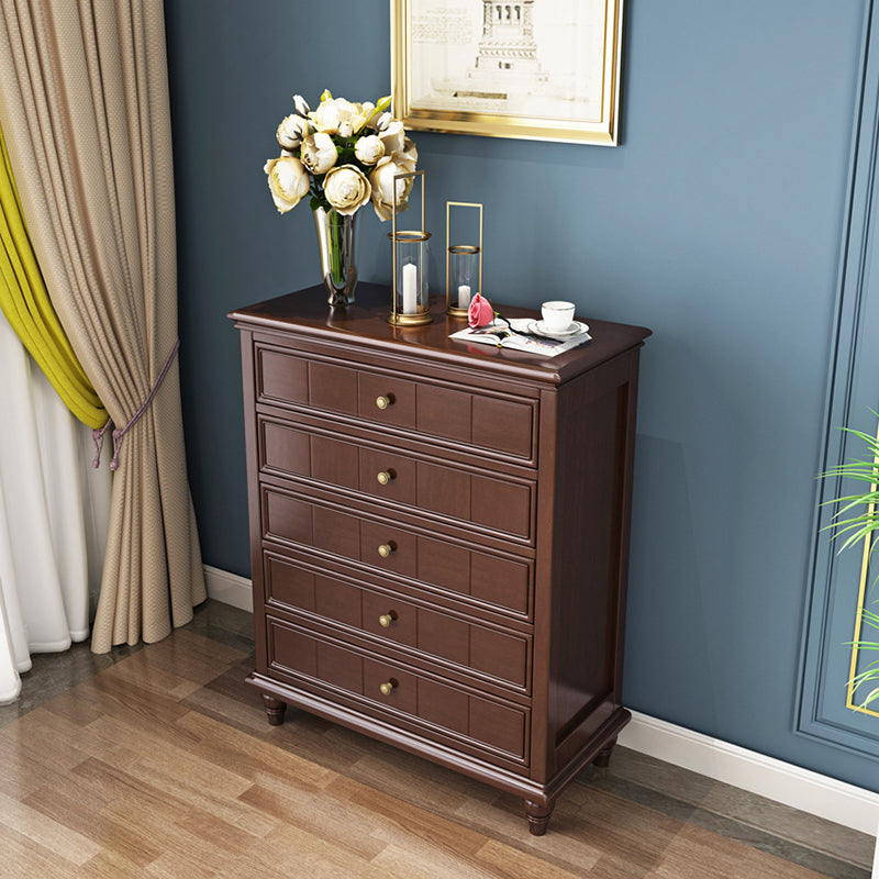 5 - Drawer Accent Chest 38.58" Tall Rubberwood Storage Cabinet