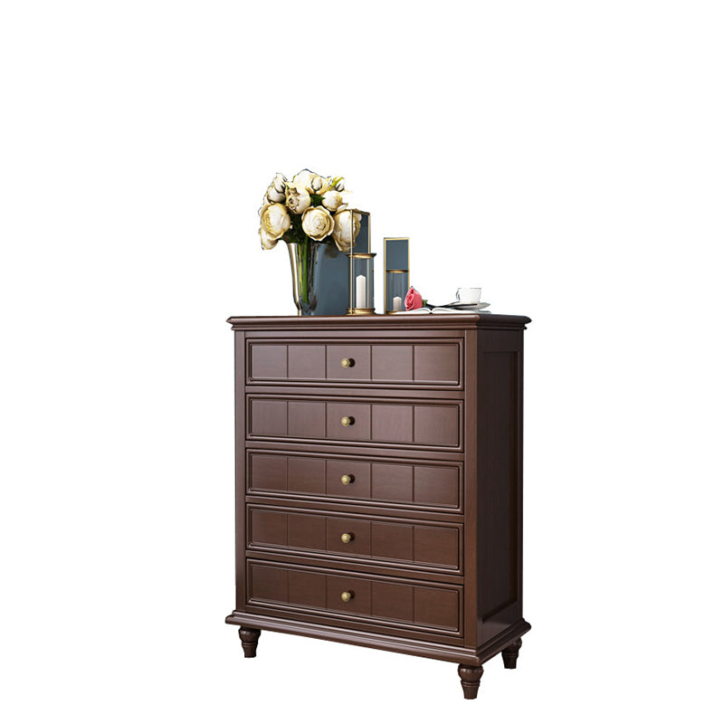 5 - Drawer Accent Chest 38.58" Tall Rubberwood Storage Cabinet