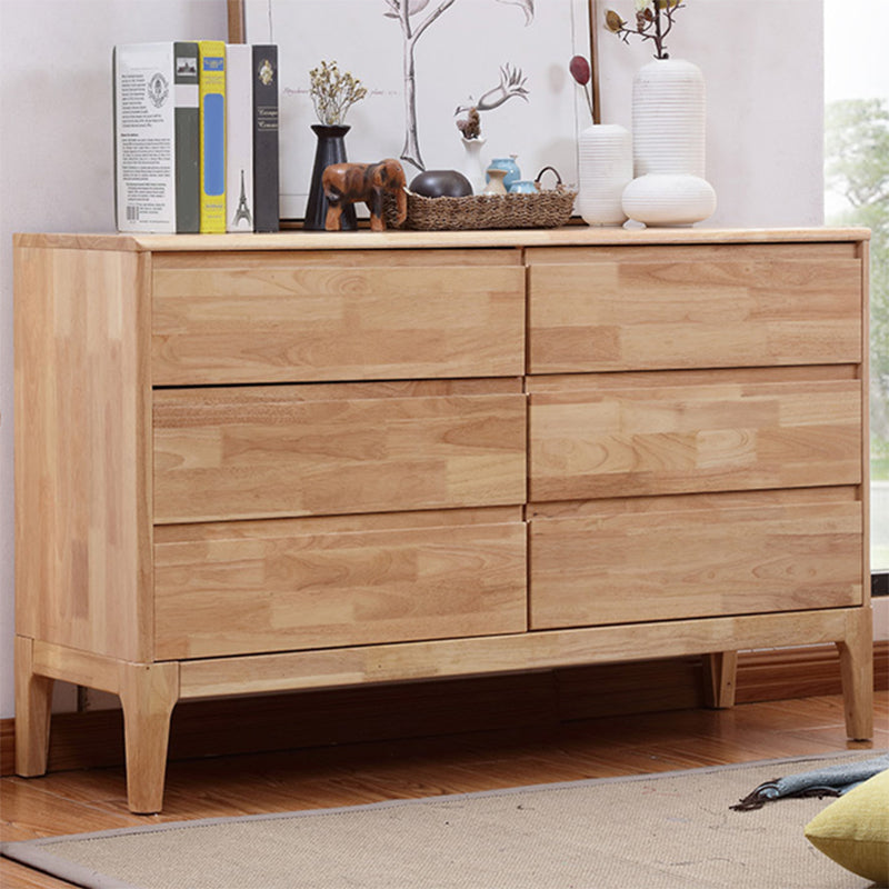 Contemporary Natural Accent Chest Rubberwood Chest with Drawers