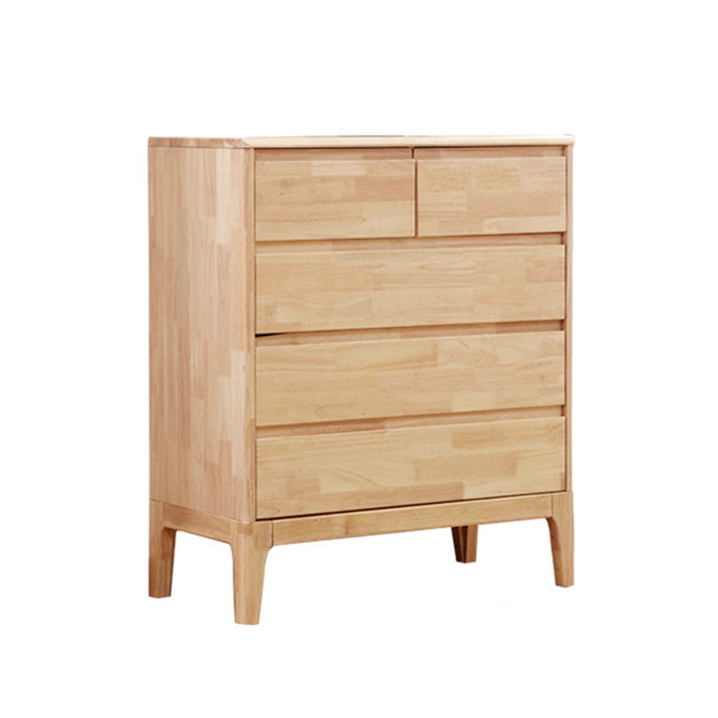 Contemporary Natural Accent Chest Rubberwood Chest with Drawers