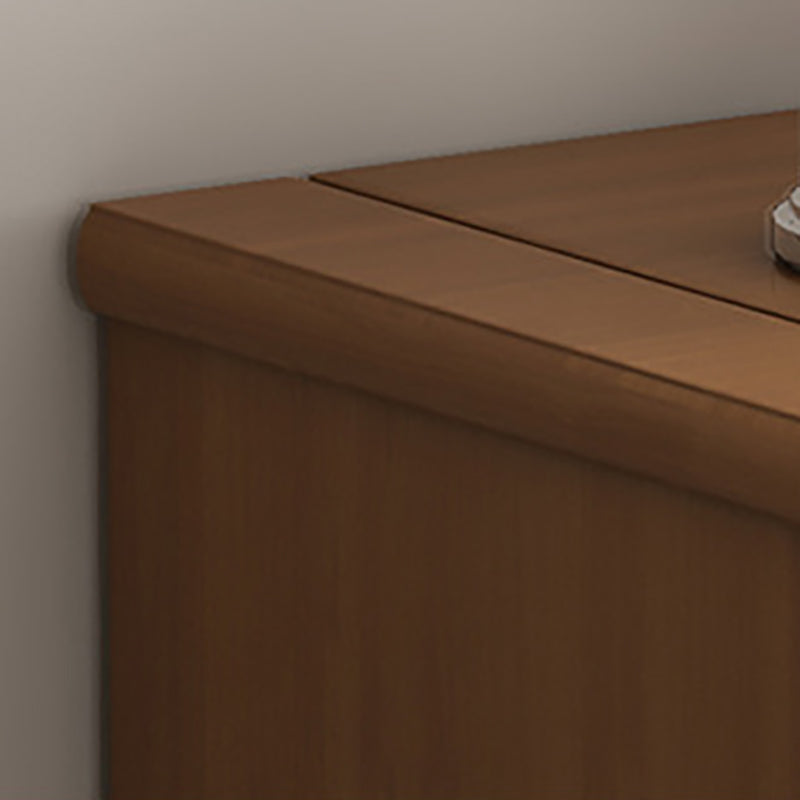 Mid-Century Modern Cabinet Rubberwood 2-Drawer with Shelves Grooves Accent Cabinet