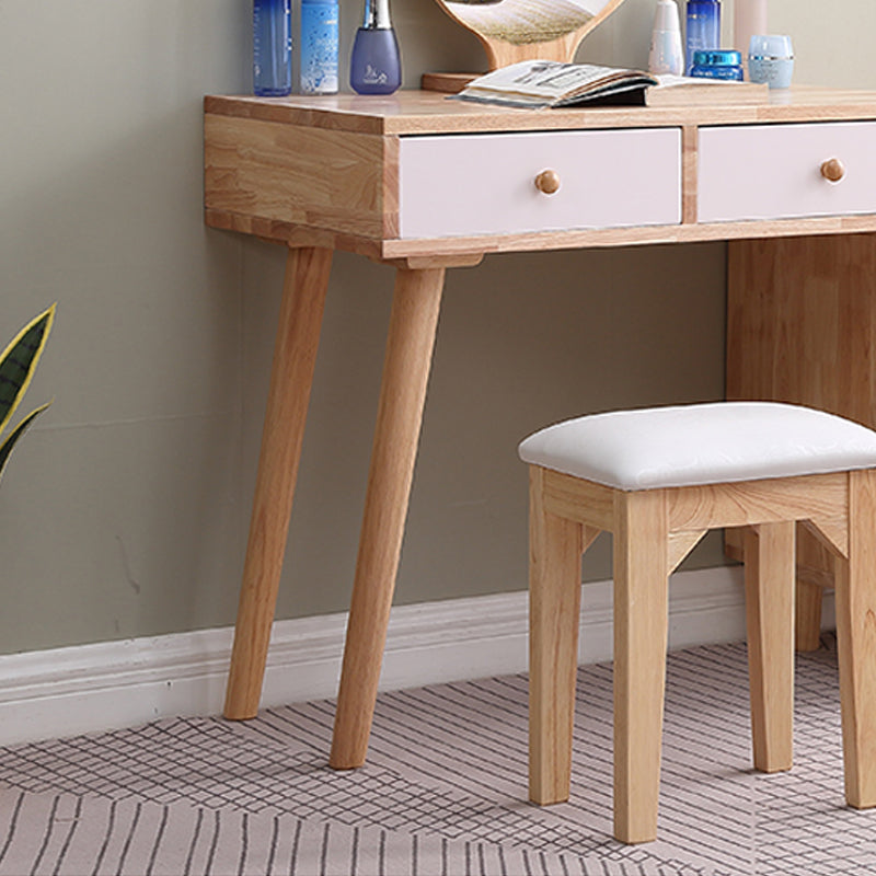 Scandinavian 5- Drawer Solid Wood Mirror Vanity Makeup Table