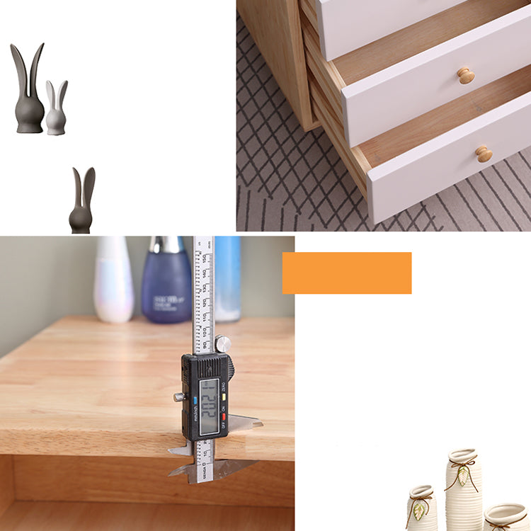 Scandinavian 5- Drawer Solid Wood Mirror Vanity Makeup Table