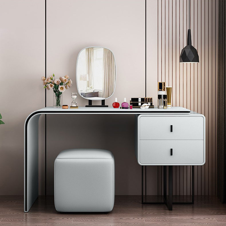 Glam Style 2-Drawer Solid Color Dressing Table Mirror Make-up Vanity