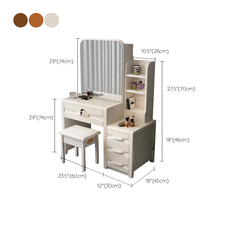 Traditional Style 17.71" Wide Solid Wood Vanity Makeup Table with Drawers