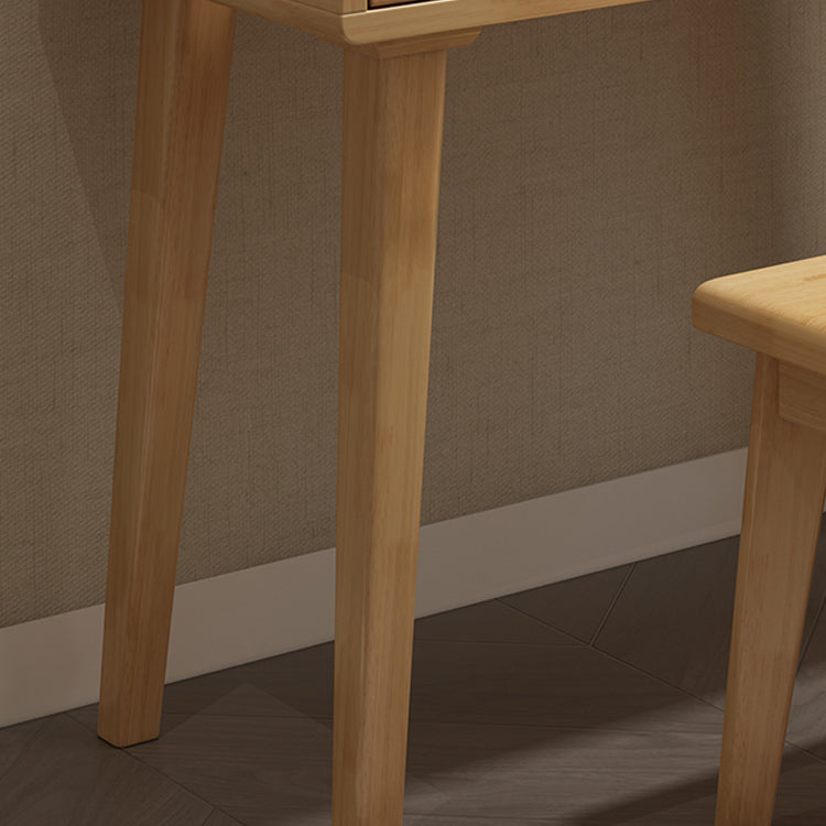 Scandinavian Vanity Makeup Table Set Rubberwood Dressing Table Stool Set