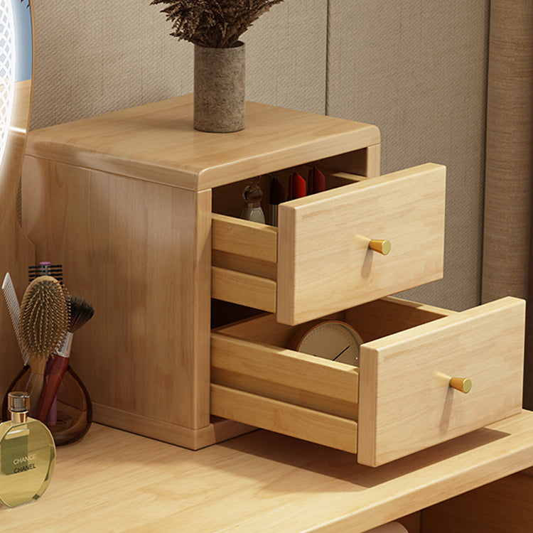 Scandinavian Vanity Makeup Table Set Rubberwood Dressing Table Stool Set