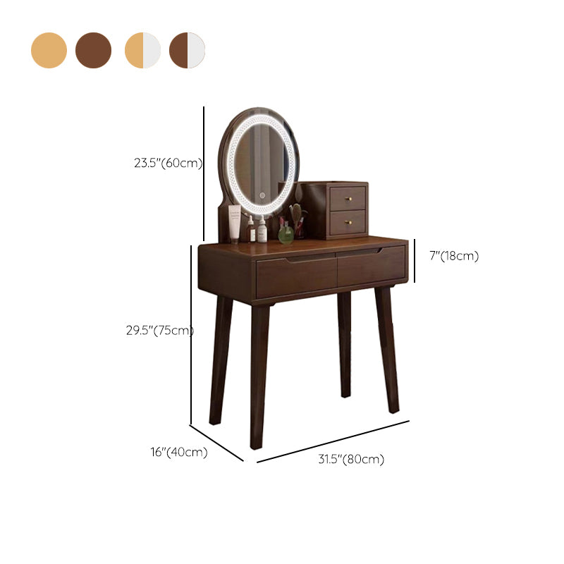 Scandinavian Vanity Makeup Table Set Rubberwood Dressing Table Stool Set