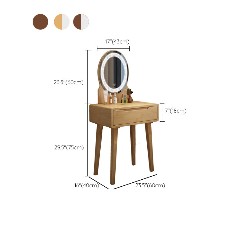 Scandinavian Vanity Makeup Table Set Rubberwood Dressing Table Stool Set