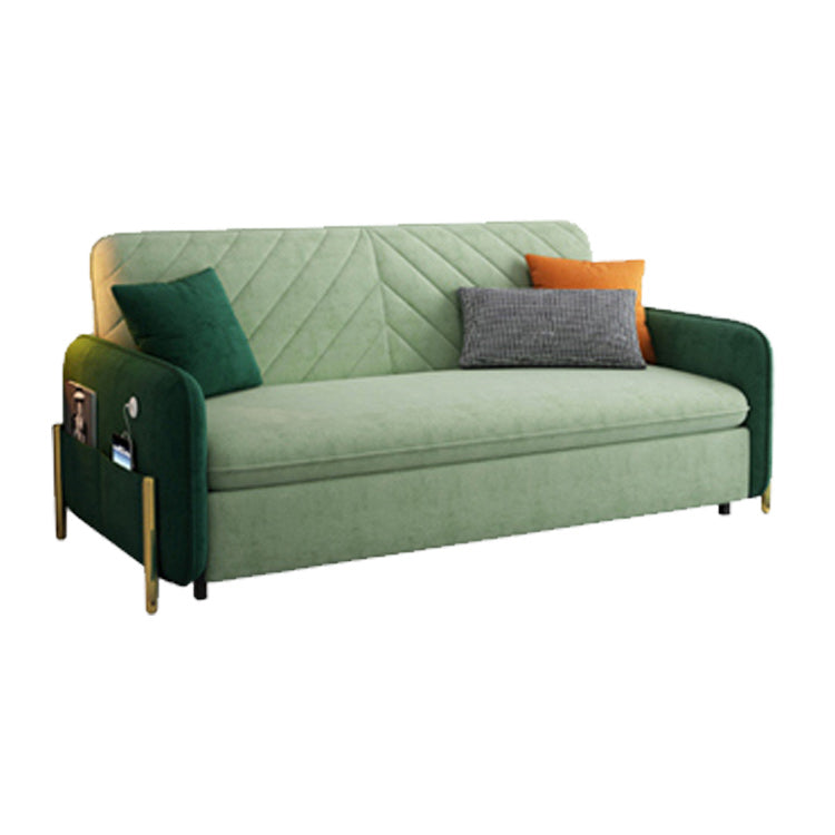 Green Cushion Back Loveseat Foldable Sleeper Sofa with Storage