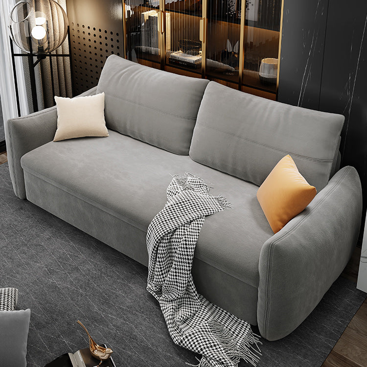 Grey Cushion Back Futon Foldable Pillow Included Sleeper Sofa