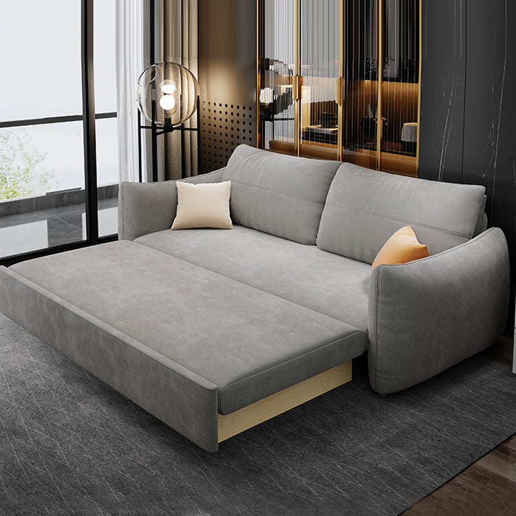 Grey Cushion Back Futon Foldable Pillow Included Sleeper Sofa