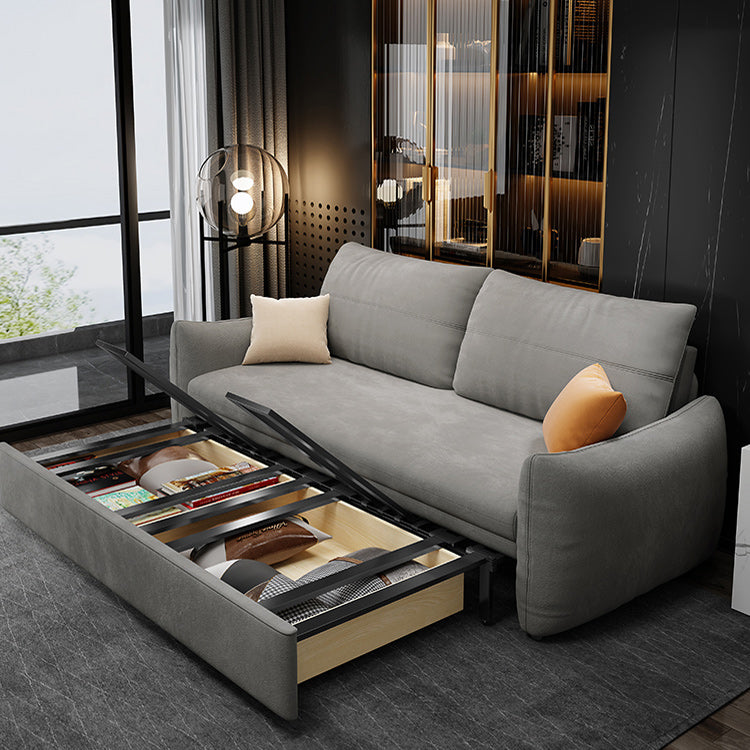 Grey Cushion Back Futon Foldable Pillow Included Sleeper Sofa