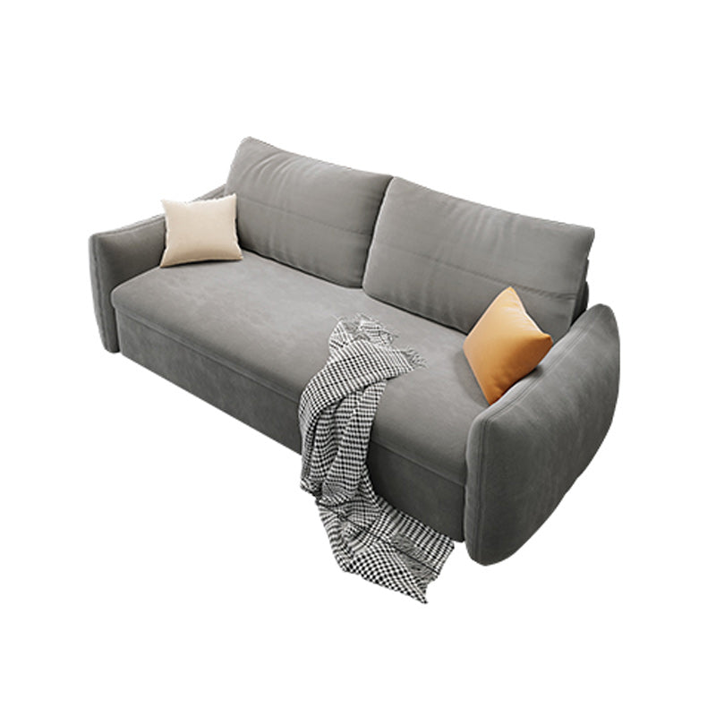 Grey Cushion Back Futon Foldable Pillow Included Sleeper Sofa