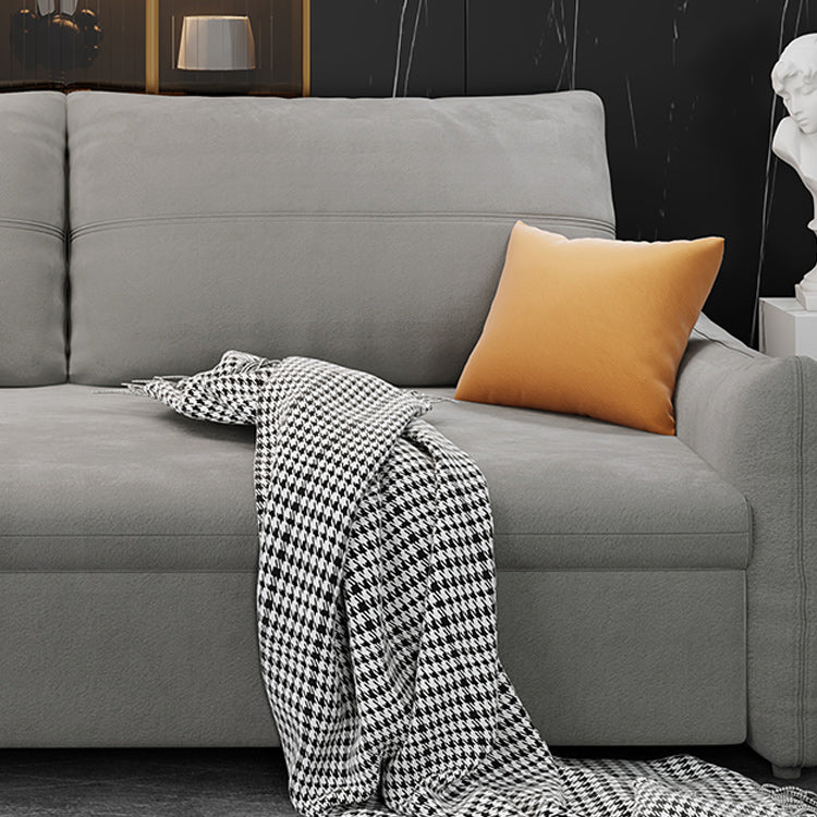 Grey Cushion Back Futon Foldable Pillow Included Sleeper Sofa