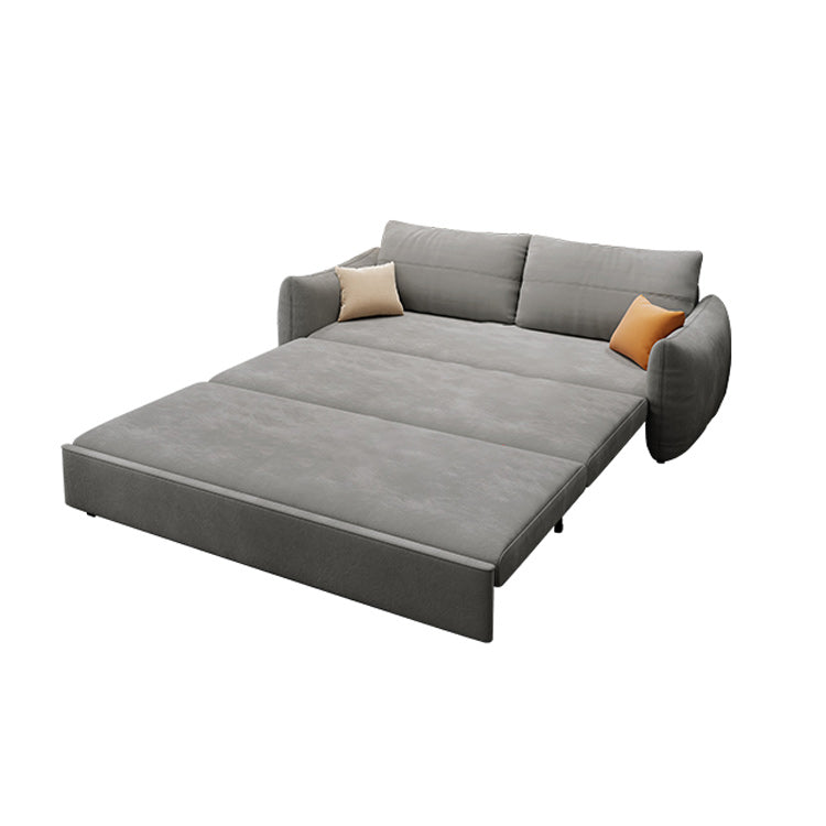 Grey Cushion Back Futon Foldable Pillow Included Sleeper Sofa