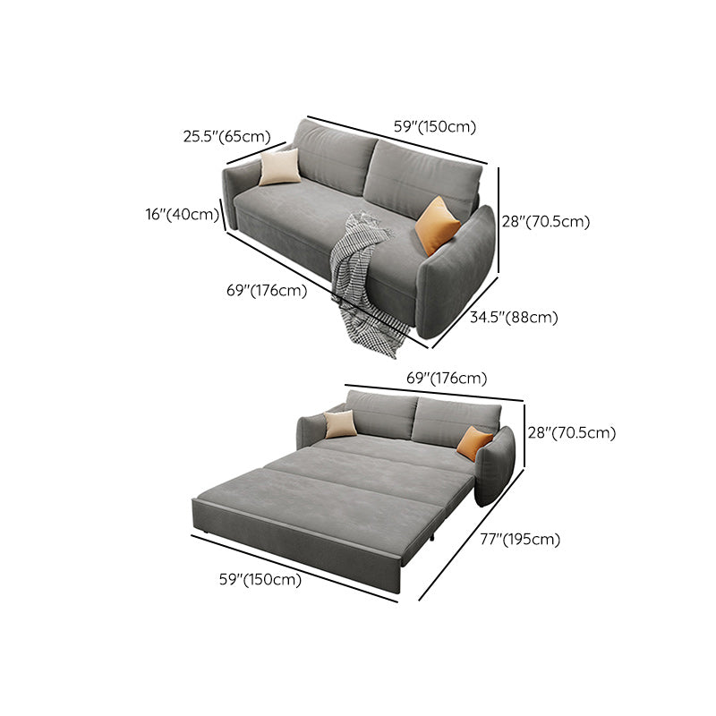 Grey Cushion Back Futon Foldable Pillow Included Sleeper Sofa