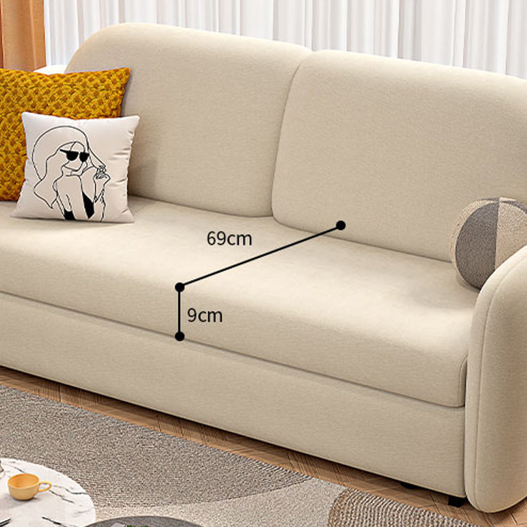 Beige Cushion Back Futon Foldable Pillow Included Sleeper Sofa
