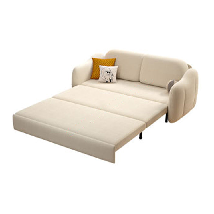 Beige Cushion Back Futon Foldable Pillow Included Sleeper Sofa