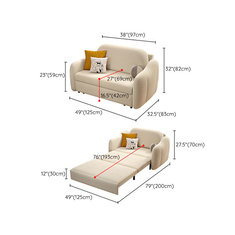 Beige Cushion Back Futon Foldable Pillow Included Sleeper Sofa