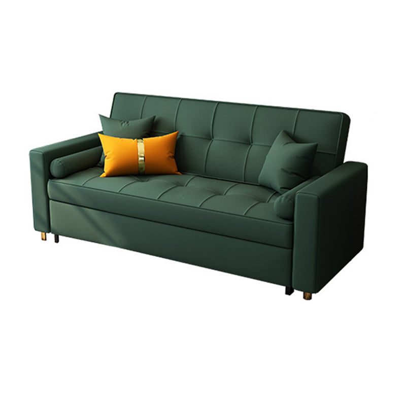 Square Arms Futon Foldable Pillow Included Sleeper Sofa with Storage