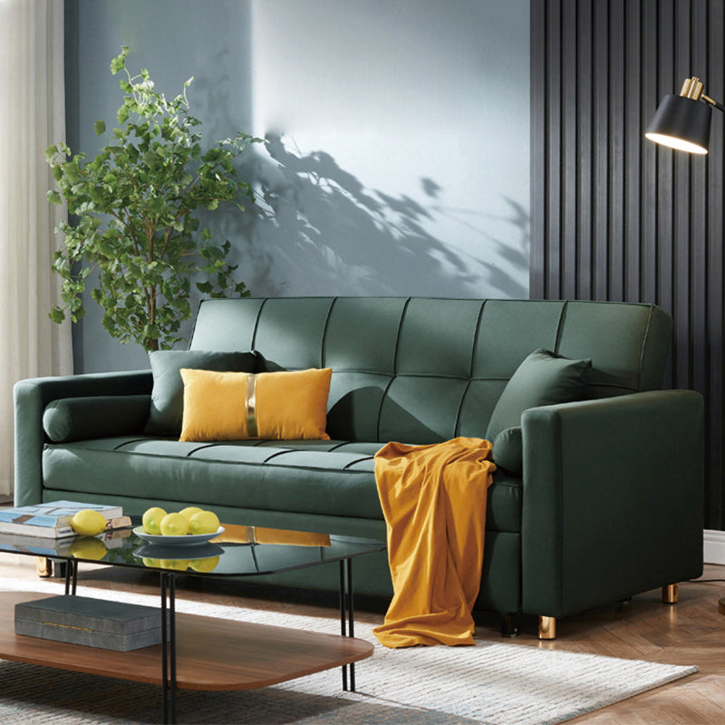 Square Arms Futon Foldable Pillow Included Sleeper Sofa with Storage