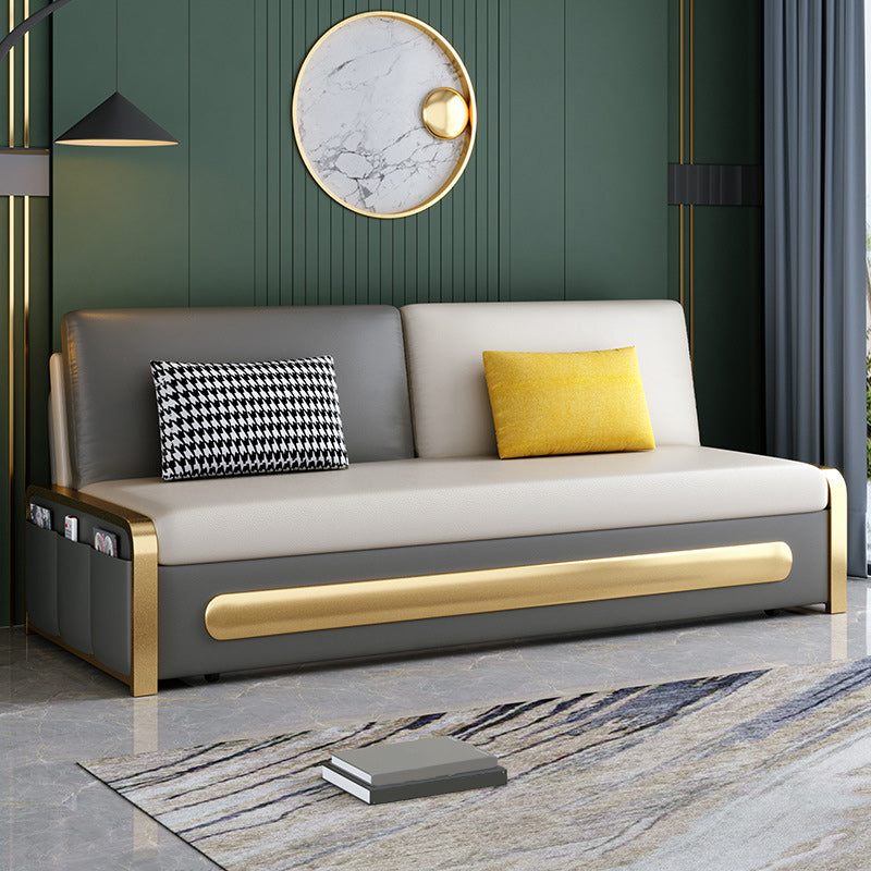 Square Arms Futon Foldable Pillow Included Cushion Back Sleeper Sofa