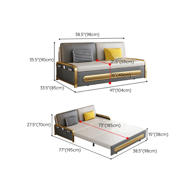 Square Arms Futon Foldable Pillow Included Cushion Back Sleeper Sofa