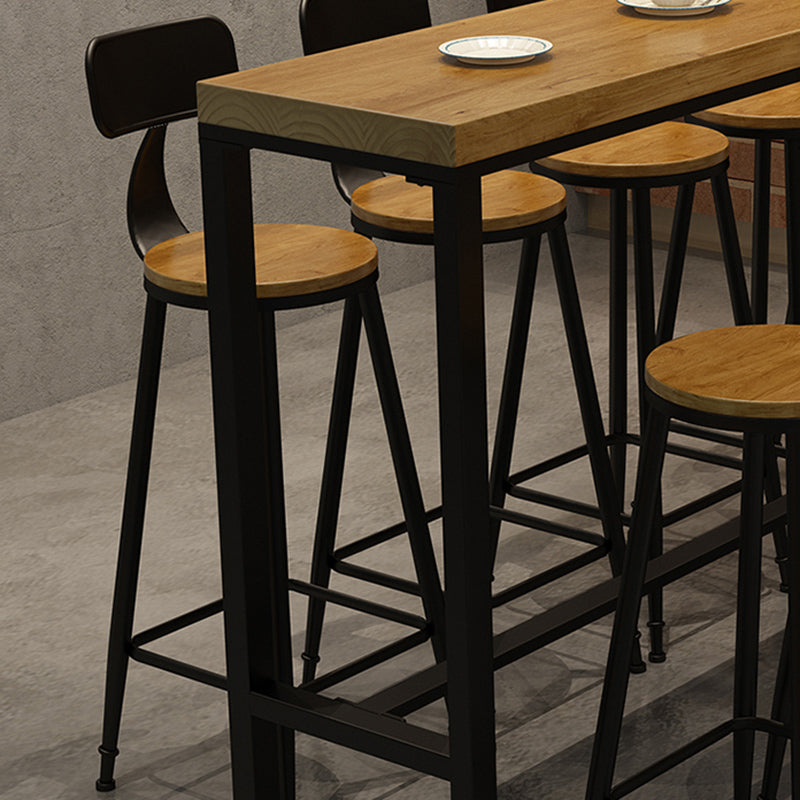 Industrial Bar-height Table Solid Wood Top Bar Table for Patio Use