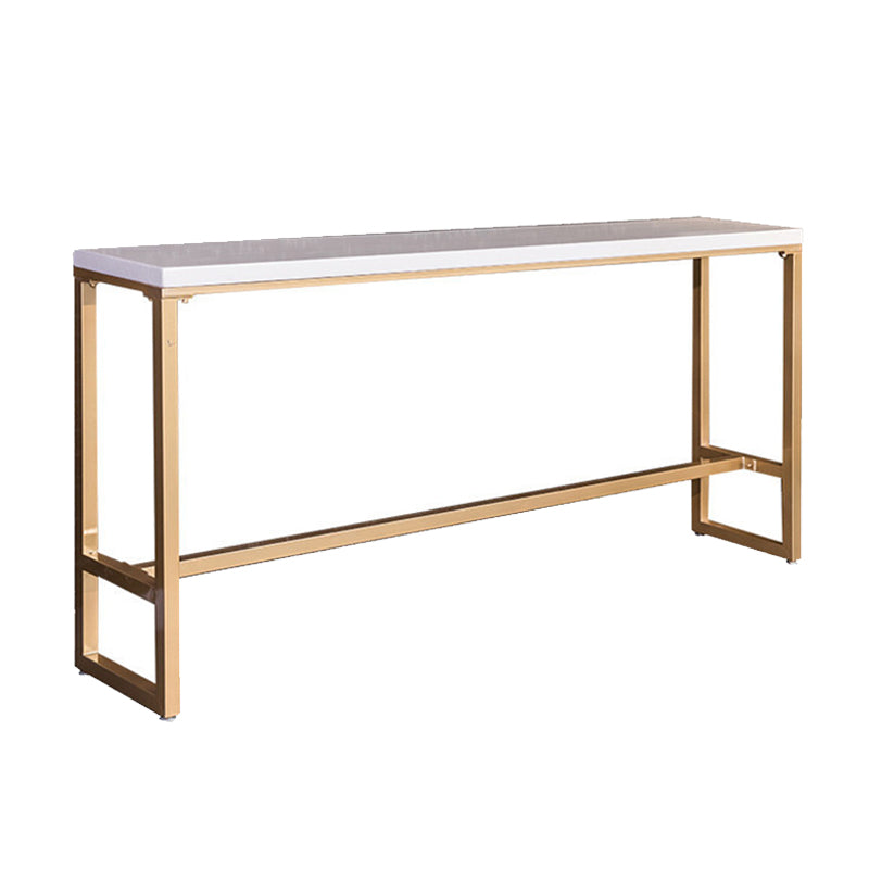 Rectangular Bar-height Table Wood Top Pub Table with Gold Base