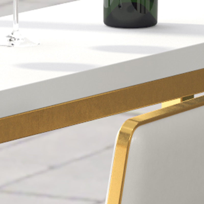 Rectangular Bar-height Table Wood Top Pub Table with Gold Base