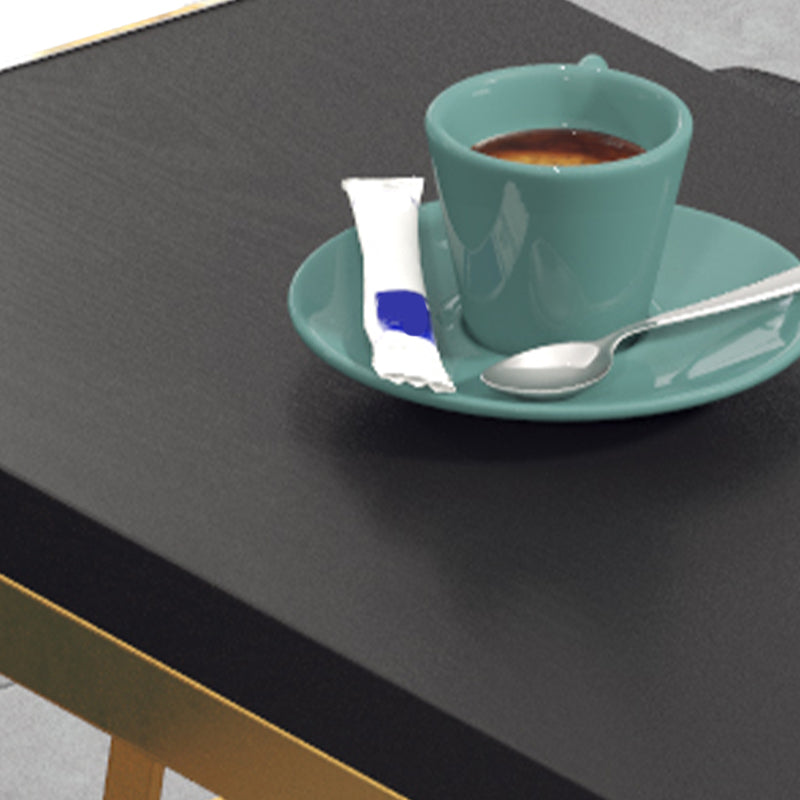 Rectangular Bar-height Table Wood Top Pub Table with Gold Base