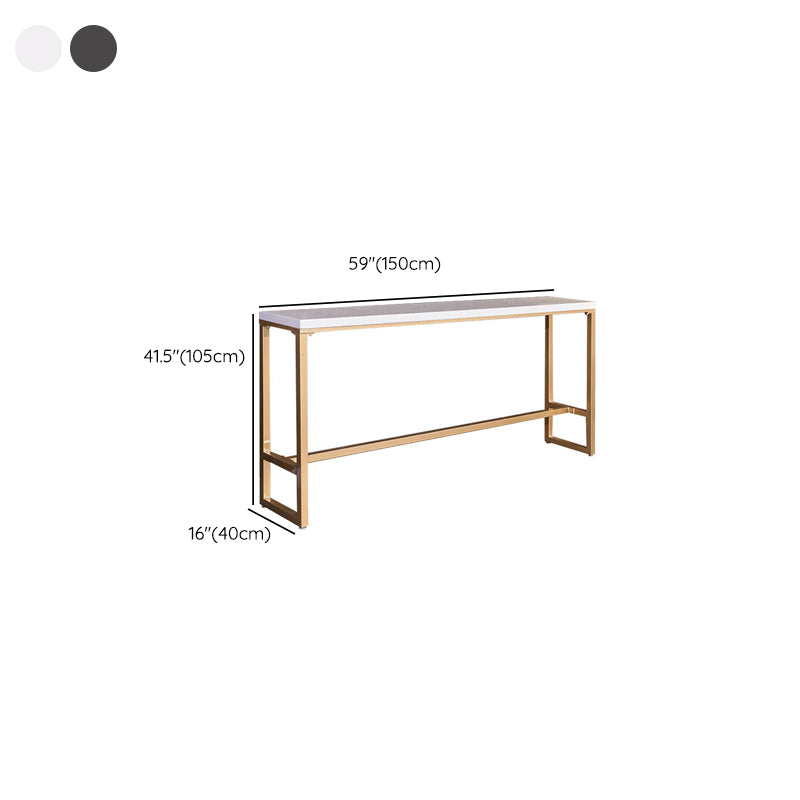 Rectangular Bar-height Table Wood Top Pub Table with Gold Base