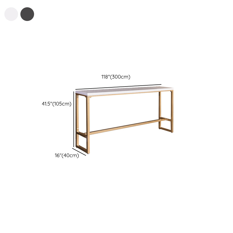 Rectangular Bar-height Table Wood Top Pub Table with Gold Base