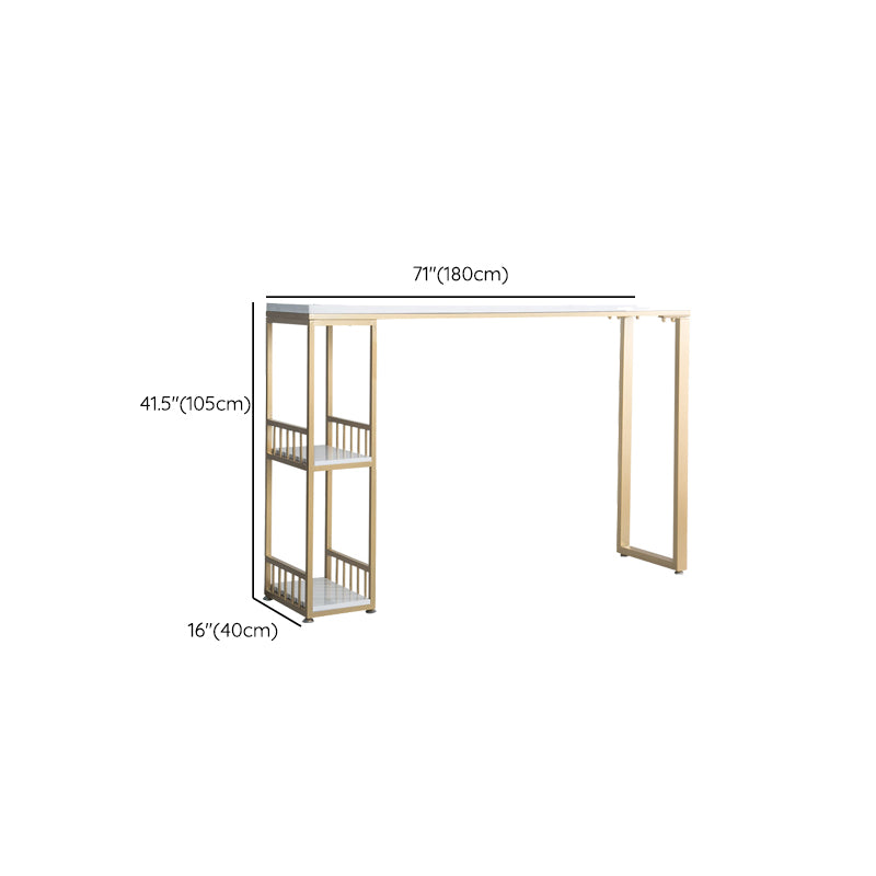 Glam Bar-height Table Solid Wood Top Bistro Pub Table with 2 Shelves