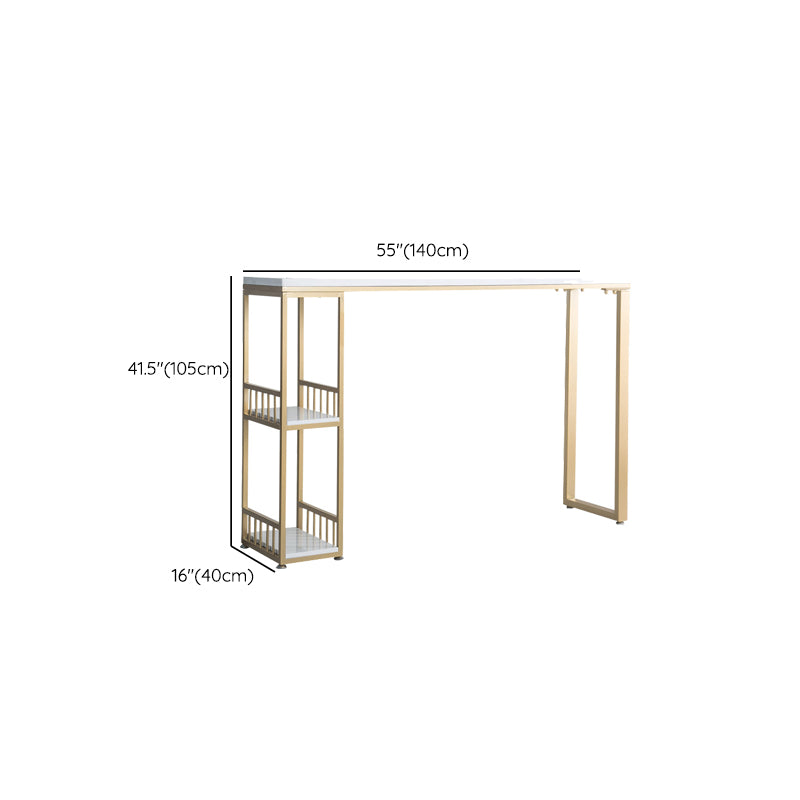Glam Bar-height Table Solid Wood Top Bistro Pub Table with 2 Shelves