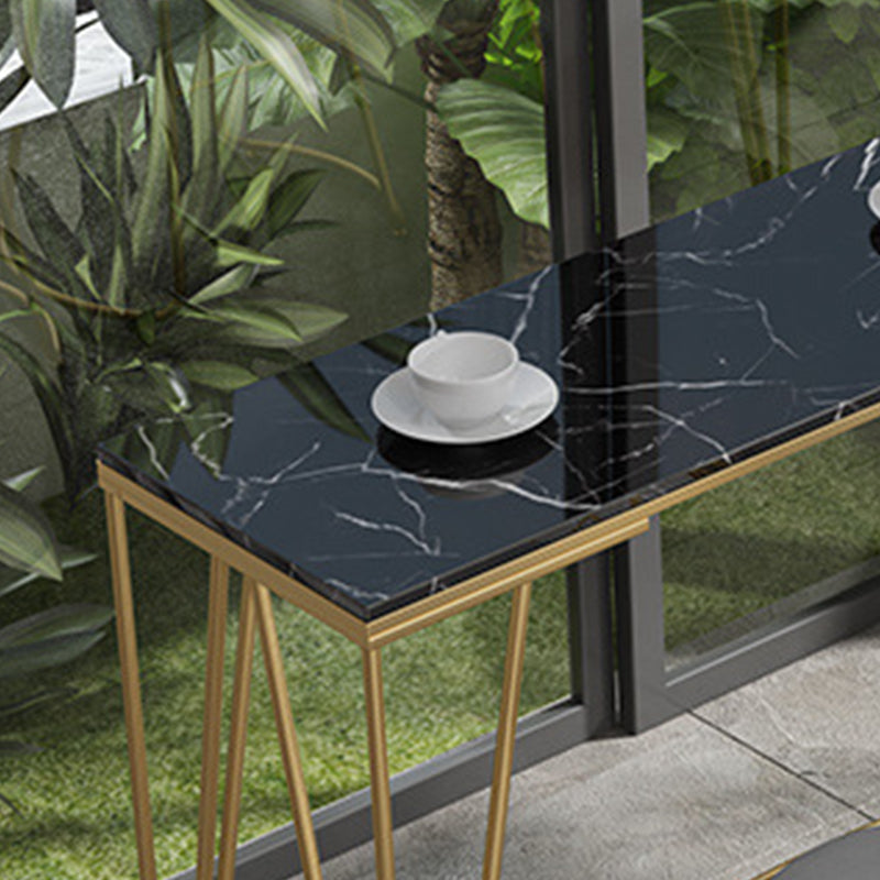 Modern Bar-height Table Faux Marble Top Bistro Pub Table with Gold Base