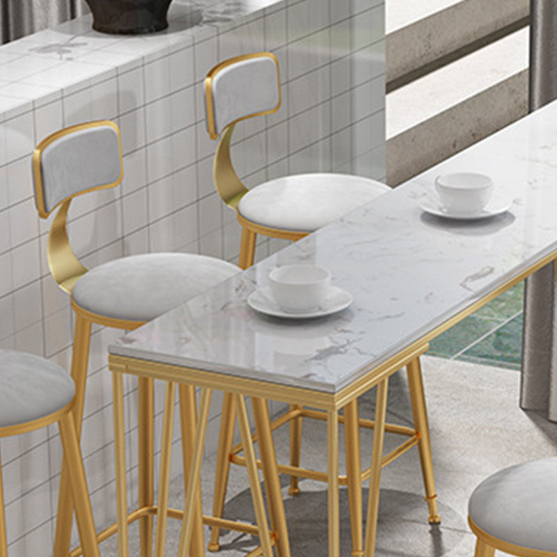 Modern Bar-height Table Faux Marble Top Bistro Pub Table with Gold Base