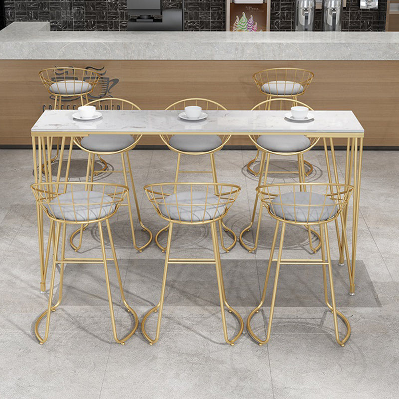 Modern Bar-height Table Faux Marble Top Bistro Pub Table with Gold Base