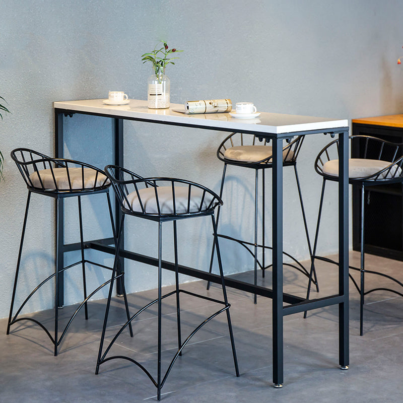 Modern Style Bar Table Faux Marble Fixed Bistro Bar Desk with Footrest