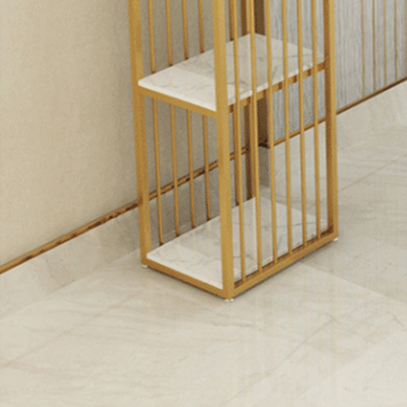 Modern Bar-height Table Faux Marble Top Bistro Pub Table with 2 Shelves