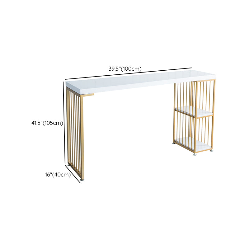 Modern Bar-height Table Faux Marble Top Bistro Pub Table with 2 Shelves